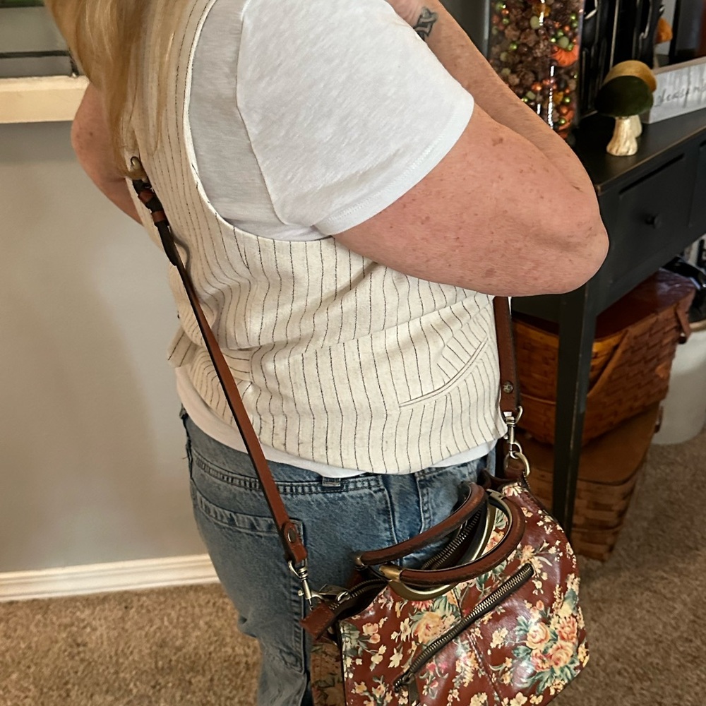 Patricia Nash Floral Brown Crossbody Bag - Picture 2 of 4
